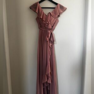 SHEIN Dusty Pink Ruffle Maxi Dress
